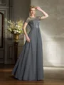A-Line/Princess Scoop Floor-Length Chiffon Mother of the Bride Dresses With Appliques Lace