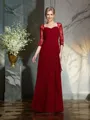Sheath/Column Sweetheart Floor-Length Chiffon Mother of the Bride Dresses With Lace