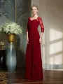 Sheath/Column Sweetheart Floor-Length Chiffon Mother of the Bride Dresses With Lace