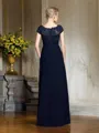 A-Line/Princess Bateau Floor-Length Chiffon Mother of the Bride Dresses With Appliques Lace
