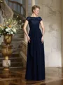 A-Line/Princess Bateau Floor-Length Chiffon Mother of the Bride Dresses With Appliques Lace