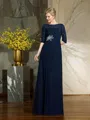 A-Line/Princess Bateau Floor-Length Chiffon Mother of the Bride Dresses With Beading