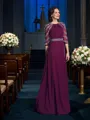 A-Line/Princess Scoop Floor-Length Chiffon Mother of the Bride Dresses With Beading