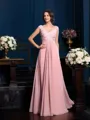 A-Line/Princess V-neck Floor-Length Chiffon Mother of the Bride Dresses With Appliques Lace