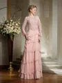 Sheath/Column Scoop Floor-Length Chiffon Mother of the Bride Dresses With Ruffles