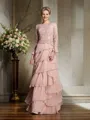 Sheath/Column Scoop Floor-Length Chiffon Mother of the Bride Dresses With Ruffles