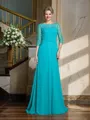 A-Line/Princess Bateau Floor-Length Chiffon Mother of the Bride Dresses With Appliques Lace