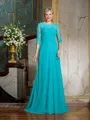 A-Line/Princess Bateau Floor-Length Chiffon Mother of the Bride Dresses With Appliques Lace