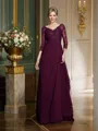 A-Line/Princess V-neck Floor-Length Chiffon Mother of the Bride Dresses With Beading