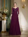 A-Line/Princess V-neck Floor-Length Chiffon Mother of the Bride Dresses With Beading