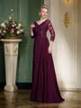 A-Line/Princess V-neck Floor-Length Chiffon Mother of the Bride Dresses With Beading