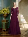 A-Line/Princess V-neck Floor-Length Chiffon Mother of the Bride Dresses With Beading