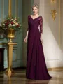 A-Line/Princess V-neck Floor-Length Chiffon Mother of the Bride Dresses With Beading