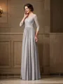 A-Line/Princess V-neck Floor-Length Chiffon Mother of the Bride Dresses With Ruffles