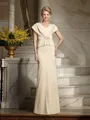 Sheath/Column V-neck Floor-Length Silk like Satin Mother of the Bride Dresses With Beading