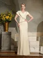 Sheath/Column V-neck Floor-Length Silk like Satin Mother of the Bride Dresses With Beading