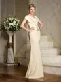 Sheath/Column V-neck Floor-Length Silk like Satin Mother of the Bride Dresses With Beading