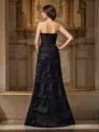 Sheath/Column Strapless Floor-Length Satin Mother of the Bride Dresses With Beading