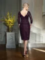 Sheath/Column Bateau Knee-Length Lace Mother of the Bride Dresses With Lace