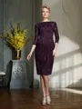 Sheath/Column Bateau Knee-Length Lace Mother of the Bride Dresses With Lace