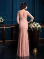 Sheath/Column V-neck Floor-Length Lace Mother of the Bride Dresses With Beading