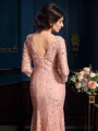 Sheath/Column V-neck Floor-Length Lace Mother of the Bride Dresses With Beading