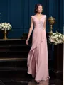 A-Line/Princess V-neck Sweep Train Chiffon Mother of the Bride Dresses With Beading