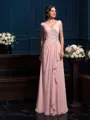 A-Line/Princess V-neck Sweep Train Chiffon Mother of the Bride Dresses With Beading