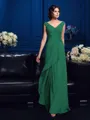 A-Line/Princess V-neck Sweep Train Chiffon Mother of the Bride Dresses With Beading