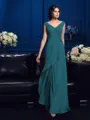 A-Line/Princess V-neck Sweep Train Chiffon Mother of the Bride Dresses With Beading