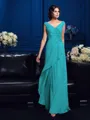 A-Line/Princess V-neck Sweep Train Chiffon Mother of the Bride Dresses With Beading