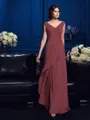 A-Line/Princess V-neck Sweep Train Chiffon Mother of the Bride Dresses With Beading