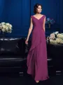 A-Line/Princess V-neck Sweep Train Chiffon Mother of the Bride Dresses With Beading