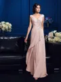 A-Line/Princess V-neck Sweep Train Chiffon Mother of the Bride Dresses With Beading