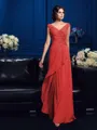 A-Line/Princess V-neck Sweep Train Chiffon Mother of the Bride Dresses With Beading