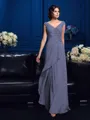 A-Line/Princess V-neck Sweep Train Chiffon Mother of the Bride Dresses With Beading