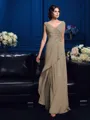 A-Line/Princess V-neck Sweep Train Chiffon Mother of the Bride Dresses With Beading