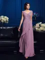 A-Line/Princess V-neck Sweep Train Chiffon Mother of the Bride Dresses With Beading