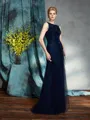 Sheath/Column Bateau Floor-Length Net Mother of the Bride Dresses With Appliques Lace