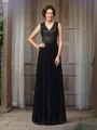 A-Line/Princess V-neck Floor-Length Chiffon Mother of the Bride Dresses With Lace