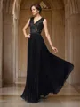 A-Line/Princess V-neck Floor-Length Chiffon Mother of the Bride Dresses With Lace