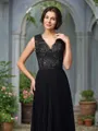 A-Line/Princess V-neck Floor-Length Chiffon Mother of the Bride Dresses With Lace