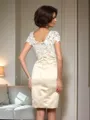 Sheath/Column Square Knee-Length Satin Mother of the Bride Dresses With Appliques Lace