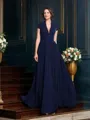 A-Line/Princess V-neck Floor-Length Chiffon Mother of the Bride Dresses With Appliques Lace
