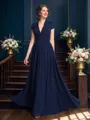 A-Line/Princess V-neck Floor-Length Chiffon Mother of the Bride Dresses With Appliques Lace