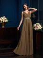 A-Line/Princess V-neck Floor-Length Chiffon Mother of the Bride Dresses With Pleats