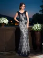 Sheath/Column V-neck Floor-Length Satin Mother of the Bride Dresses With Lace