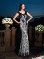 Sheath/Column V-neck Floor-Length Satin Mother of the Bride Dresses With Lace