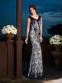 Sheath/Column V-neck Floor-Length Satin Mother of the Bride Dresses With Lace