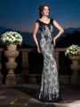 Sheath/Column V-neck Floor-Length Satin Mother of the Bride Dresses With Lace
